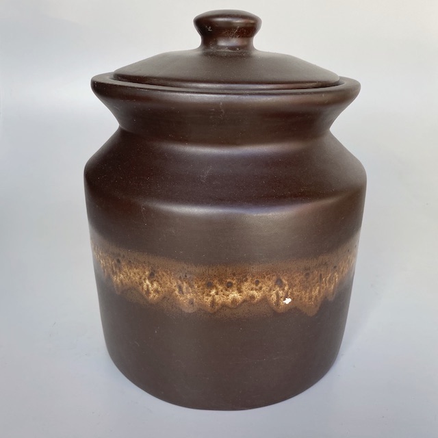 CANNISTER, Brown Ceramic 1970s - Ex Large
